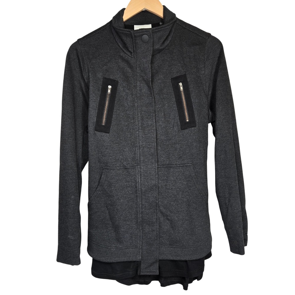 Cabi Charcoal Gray Mesh Back Jacket Womens‎ Size Small Moto Style 3184